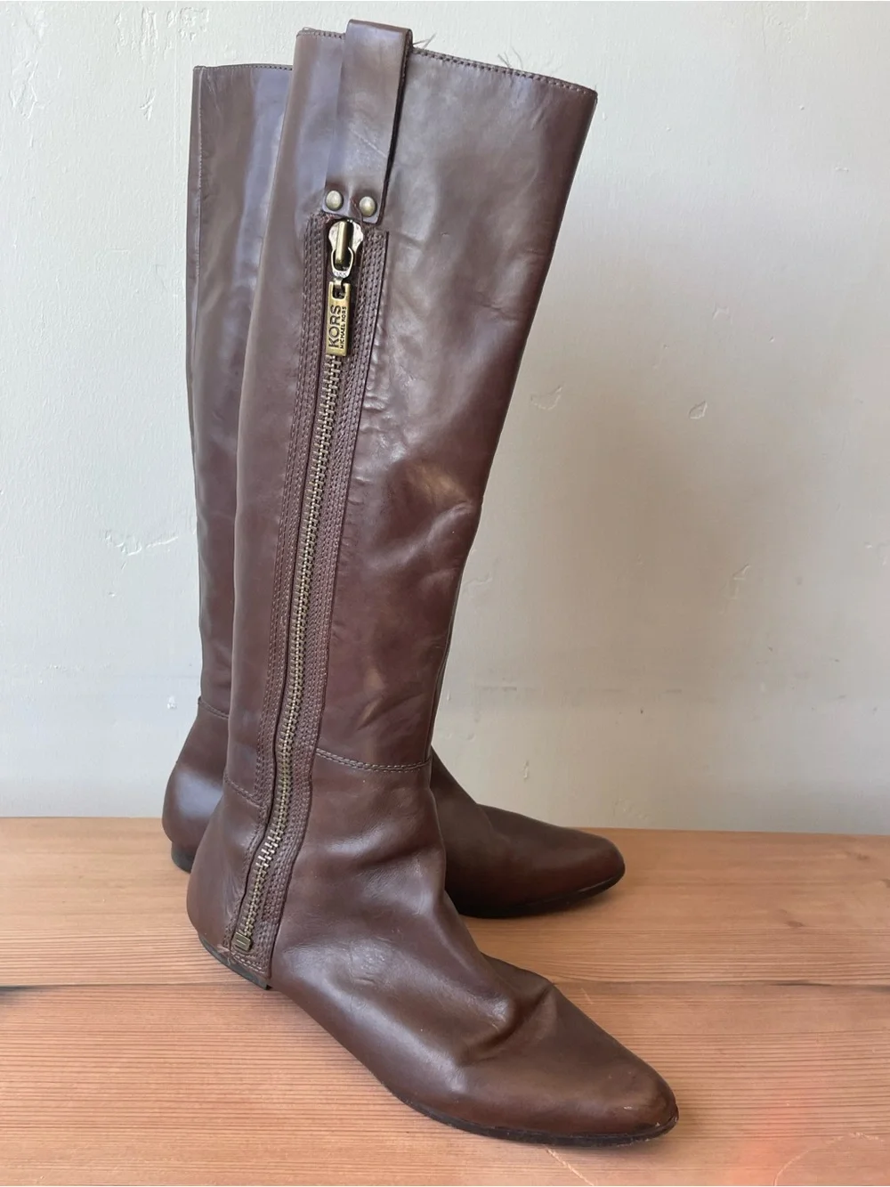 VINTAGE KORS by Michael Kors Brown Leather Riding Boots 9.5